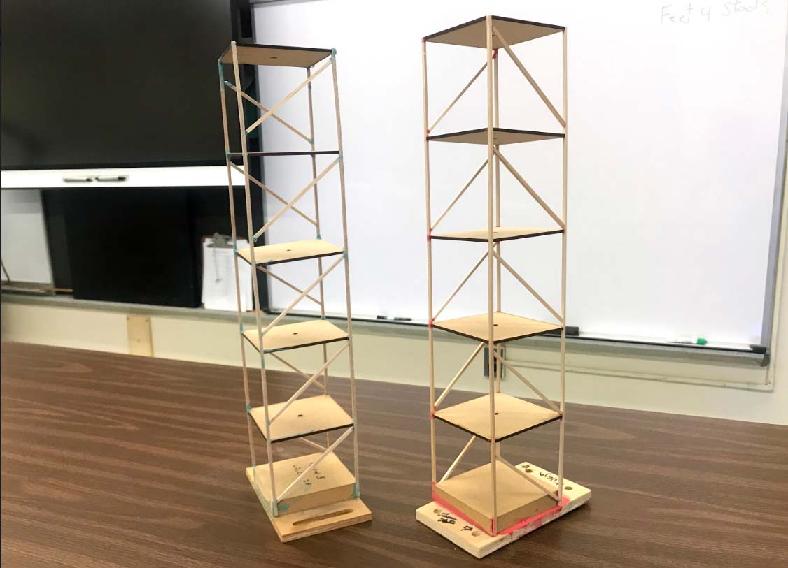 Student built earthquake resistant buildings model